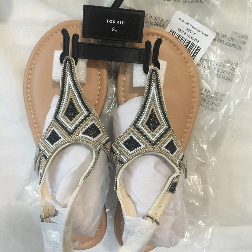 Torrid Multi Beaded T-Strap Sandals